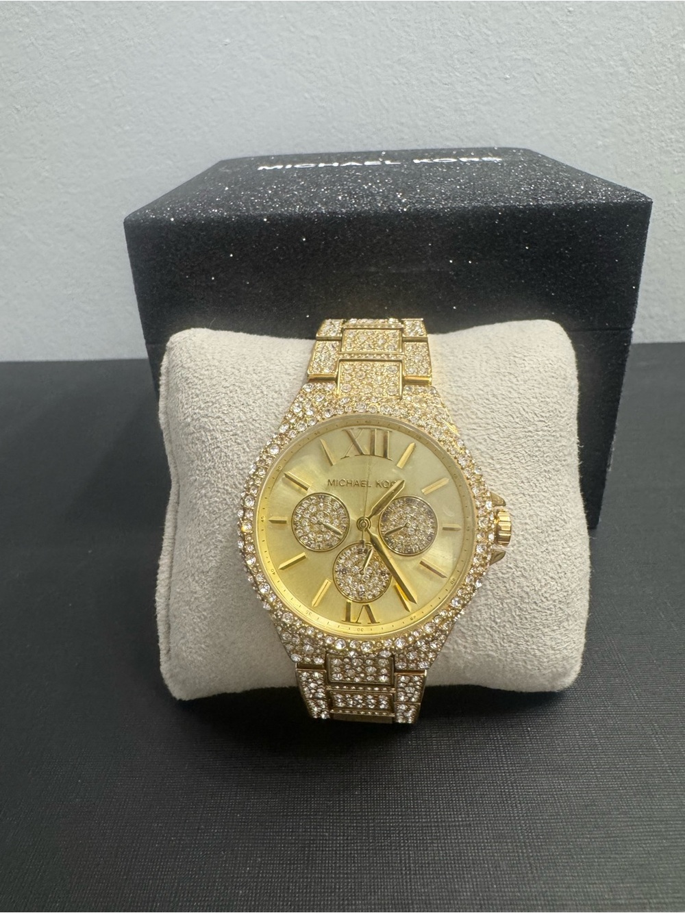 Michael Kors Oversized Camille Pavé Gold-Tone Watch